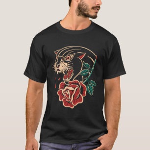Panther Rose American Traditional Tattoo Tinte Old T-Shirt