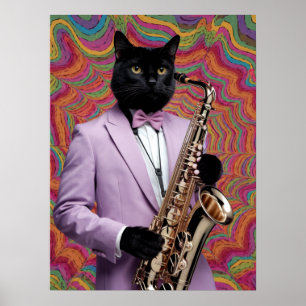 Panther Saxophone Player Poster