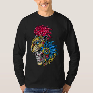 Panther Skull Huichol Calavera Mexican Aztec Ocelo T-Shirt