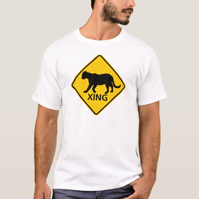 Panther-Überfahrt-Landstraßen-Zeichen T-Shirt (Vorderseite)