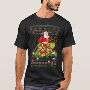 Panther Ugly Santa Riding Panther Weihnachten T-Shirt