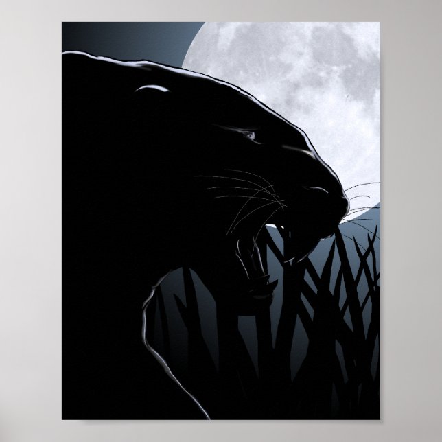 Panther und Mond Poster (Vorne)