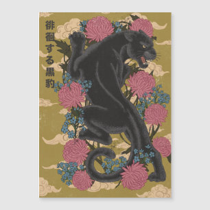 Panther unter den Blumen Magnetkarte
