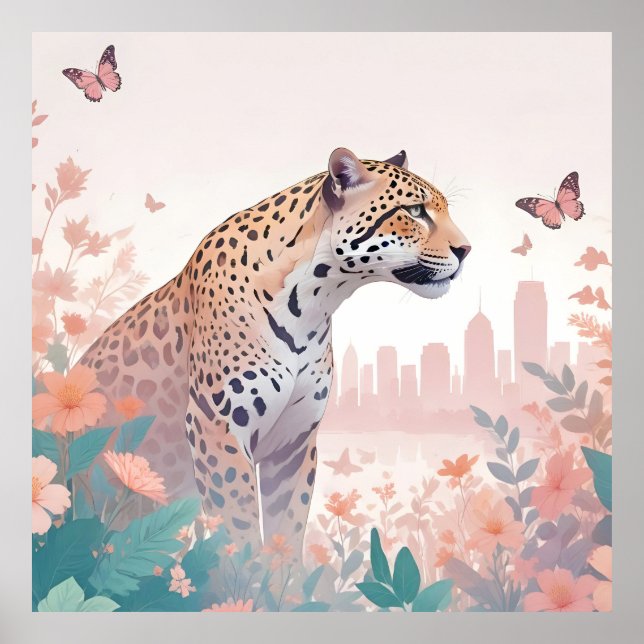 Panther Vintag Animal Nature Dschungel Städtische  Poster (Vorne)