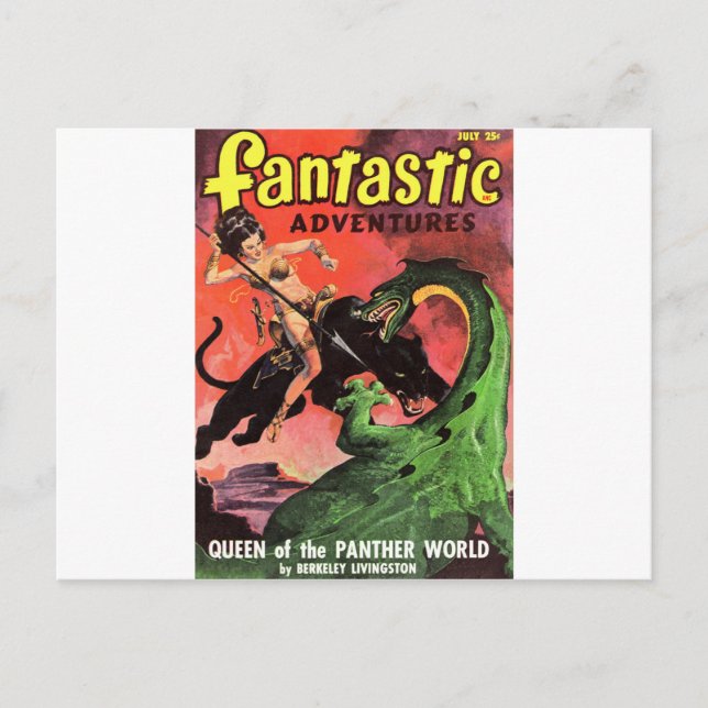 Panther vs Dinosaur Postkarte (Vorderseite)