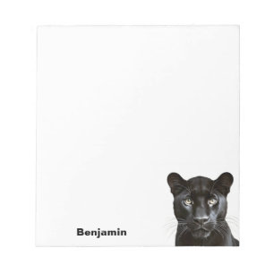 Panther Wild Animal Portrait Personalisierter Name Notizblock