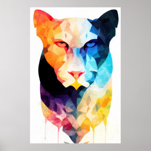 Panther Wild Nature Tierfarben Malerei Poster