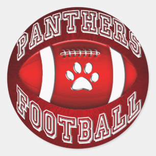 Panthers Football Red and White Runder Aufkleber