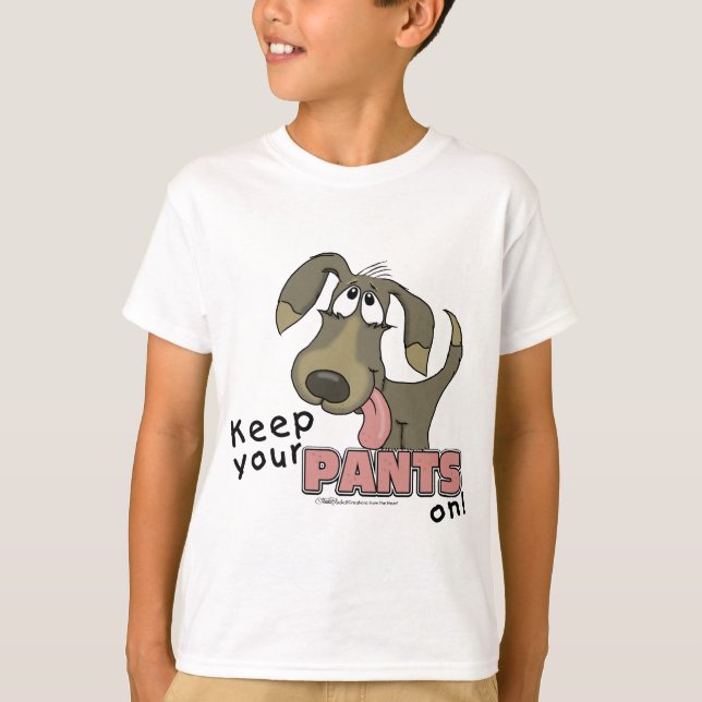 Panting Dog Behalten Pants on T-Shirt (Vorderseite)