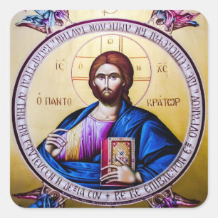 Pantokrator Lord of All Orthodox Christlich Icon Quadratischer Aufkleber