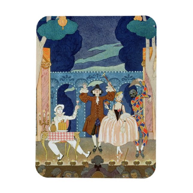 Pantomime-Bühne, Illustration für "Fetes Galantes" Magnet (Vertikal)