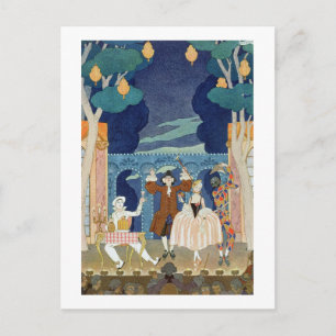 Pantomime-Bühne, Illustration für "Fetes Galantes" Postkarte