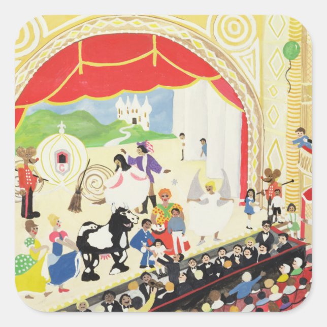 Pantomime Quadratischer Aufkleber (Vorderseite)