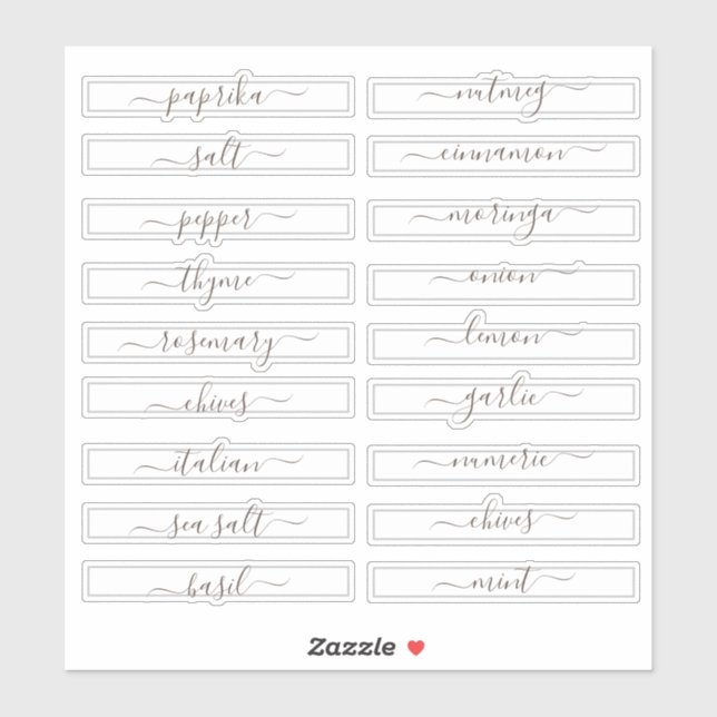 Pantry Organisation Spice Cabinet Square Aufkleber (Blatt)