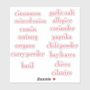 Pantry Spices Set Roter Schriftart Aufkleber