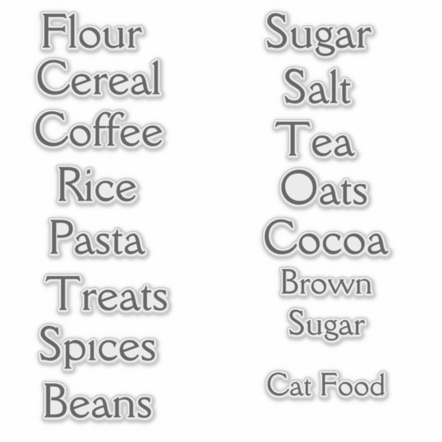 Pantry-Stapeln, individuell anpassbarer Vinyl Aufkleber (Vorderseite)