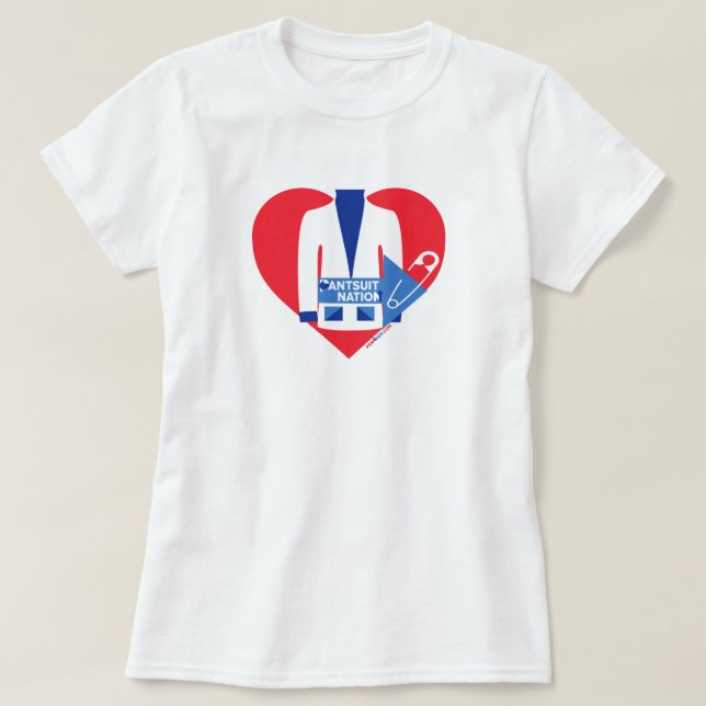 Pantsuit-Nation festgesteckt zu meinem Herz-Shirt T-Shirt (Design vorne)