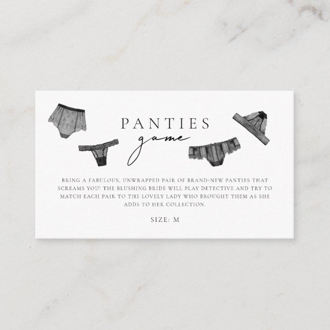 Panty Game Lingerie Brautparty Begleitkarte (Vorderseite)