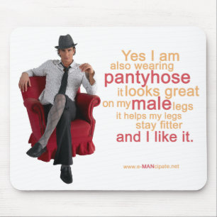 Pantyhose schaut groß auf meinen männlichen Bein Mousepad