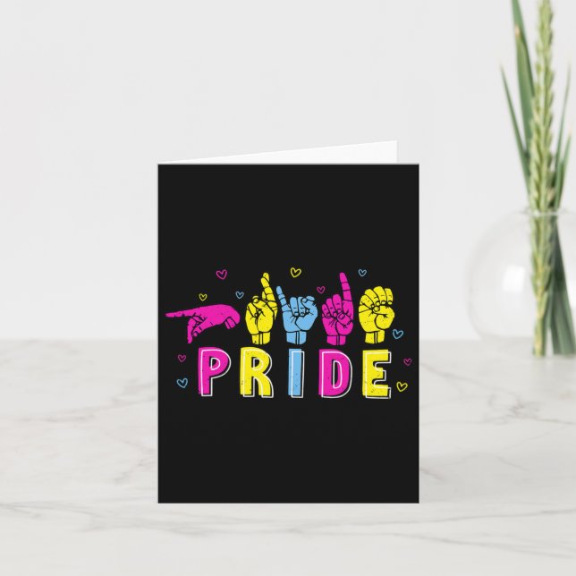 Panual Asl Pride Pan Rainbow Sign Language Deaf Aw Karte (Vorderseite)