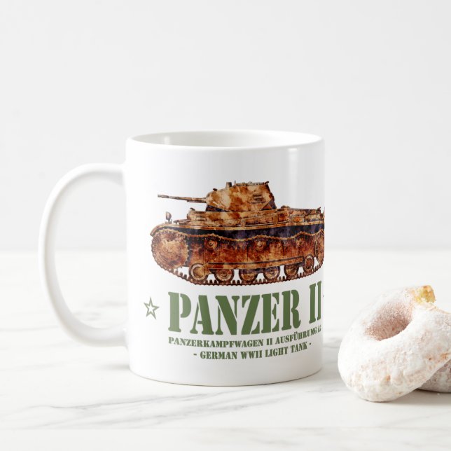 Panzer II A2 Weltkrieg Zweiter deutscher Leuchttur Kaffeetasse (Mit Donut)