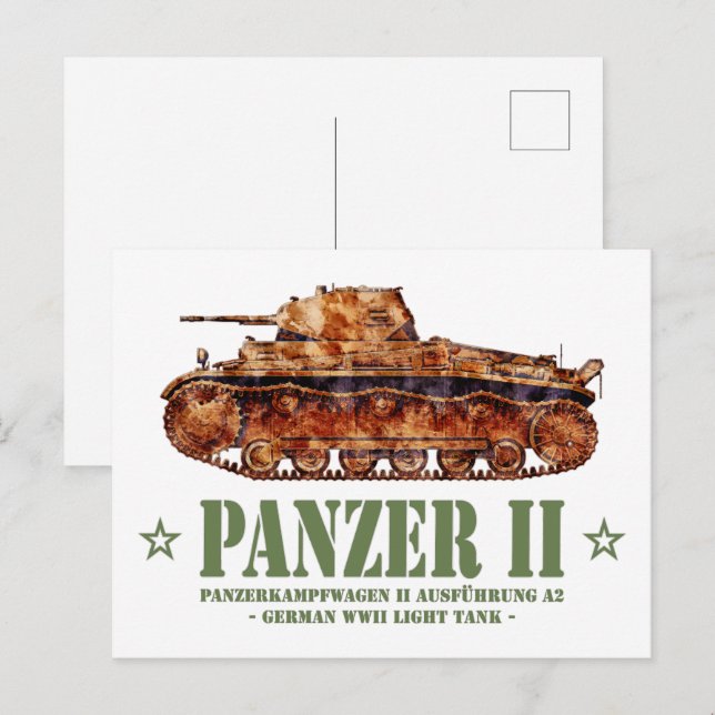 Panzer II A2 Weltkrieg Zweiter deutscher Leuchttur Postkarte (Vorne/Hinten)