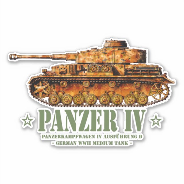 Panzer IV D Zweiter Weltkrieg Mittelalter Zweiter  Aufkleber (Vorderseite)