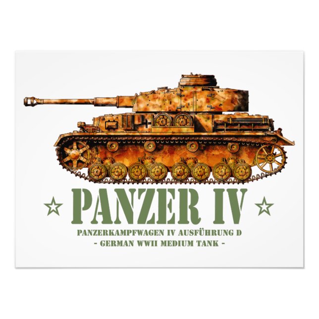 Panzer IV D Zweiter Weltkrieg Mittelalter Zweiter  Fotodruck (Vorne)