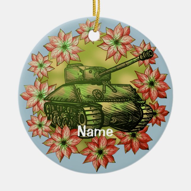 Panzer-Weihnachtsschmuck Keramik Ornament (Vorne)