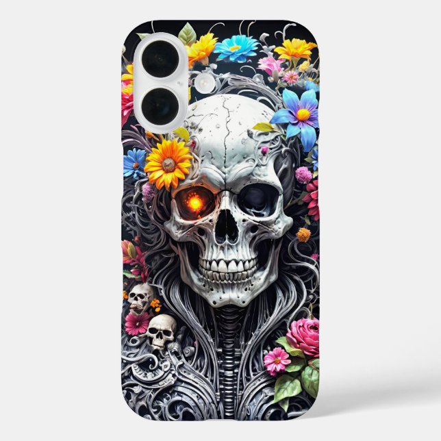 Panzerförmiger Schädel mit Blumenabdeckung Case-Mate iPhone Hülle (Rückseite)
