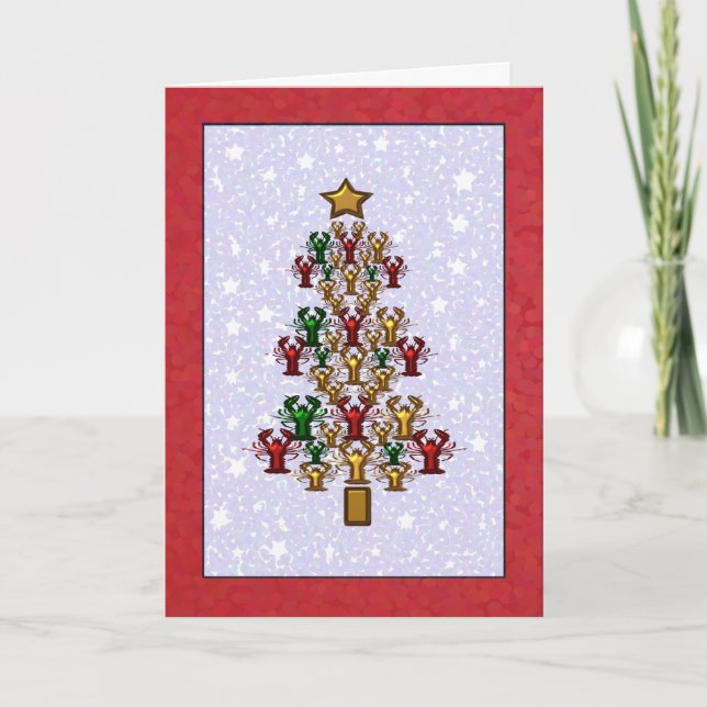 Panzerkrebs-Hummer-Weihnachtsbaum-Sterne Feiertagskarte (Vorderseite)