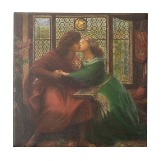 Paolo und Francesca da Rimini (von Rossetti) Fliese (Vorderseite)