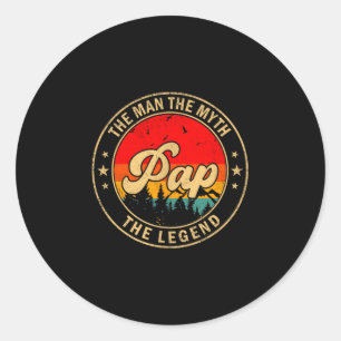 Pap Der Mann Der Mythos Die Legende Vintage Retro Runder Aufkleber