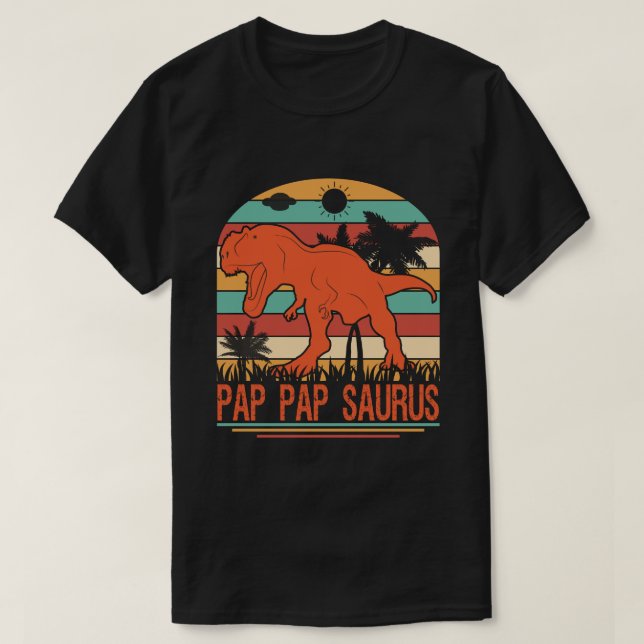 PAP PAP SAURUS Dinosaurier Vintag T-Shirt (Design vorne)