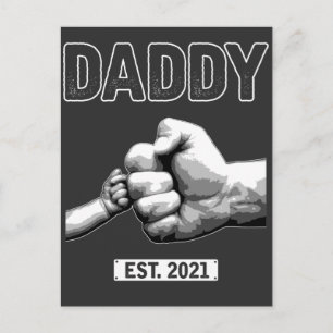 Papa 2021 Daddy Fist Bump Son and Vater Postkarte
