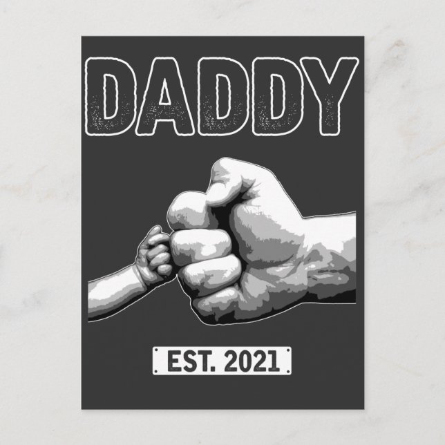 Papa 2021 Daddy Fist Bump Son and Vater Postkarte (Vorderseite)