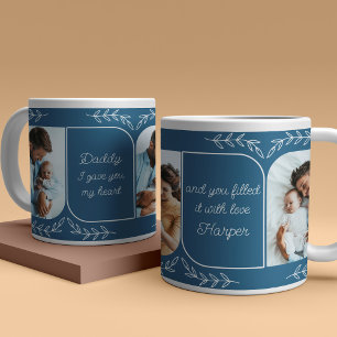 Papa 3 vertikale Foto liebevolle Worte Personalisi Jumbo-Tasse