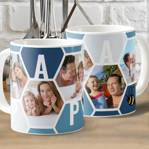 Papa 5 Foto Editable 4 Letter Bee and Honeycomb Kaffeetasse