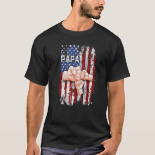 Papa American Flag 2 Kinder Vatertag 4. Juli T-Shirt
