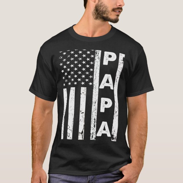 Papa American Flag US Father's Day Dad American 4t T-Shirt (Vorderseite)
