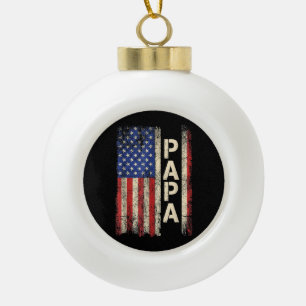 Papa American Flag Vatertag für Männer Keramik Kugel-Ornament