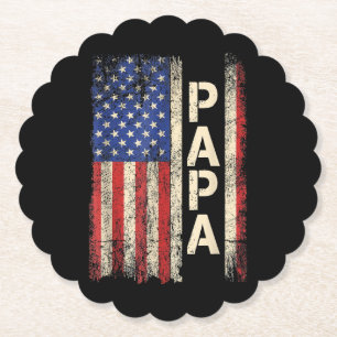 Papa American Flag Vatertag für Männer Untersetzer
