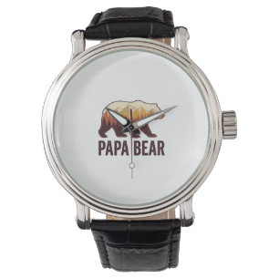 Papa Bär Bär Silhouette Vintage Wald T-Shirt_1 Armbanduhr