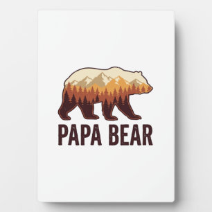 Papa Bär Bär Silhouette Vintage Wald T-Shirt_1 Fotoplatte