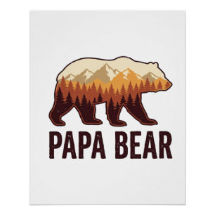 Papa Bär Bär Silhouette Vintage Wald T-Shirt_1 Poster