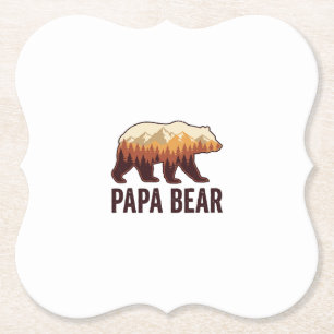 Papa Bär Bär Silhouette Vintage Wald T-Shirt_1 Untersetzer