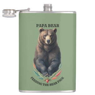 Papa Bär benutzerdefinierte Edelstahl-Hip-Flasche Flachmann