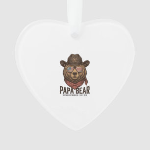 Papa Bär Cowboy Bär Patriotisch Vintage Vektor Des Ornament