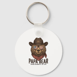 Papa Bär Cowboy Bär Patriotisch Vintage Vektor Des Schlüsselanhänger