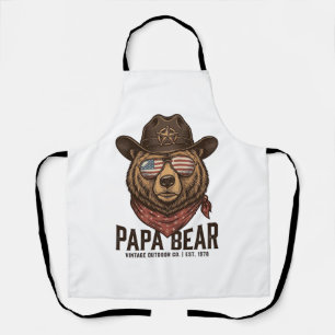 Papa Bär Cowboy Bär Patriotisch Vintage Vektor Des Schürze